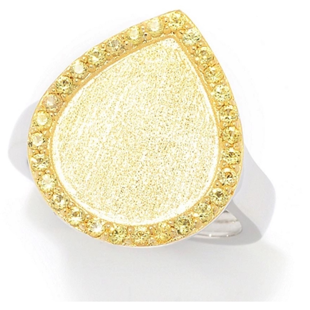 Gemstone Pear Shaped Halo Ring yellow sapphire